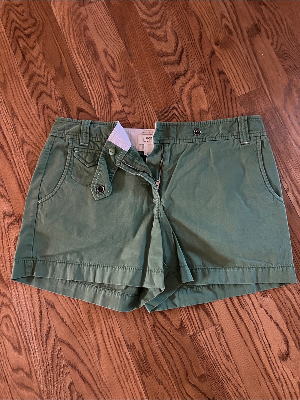 LOFT Olive Green Cotton Bermuda Shorts